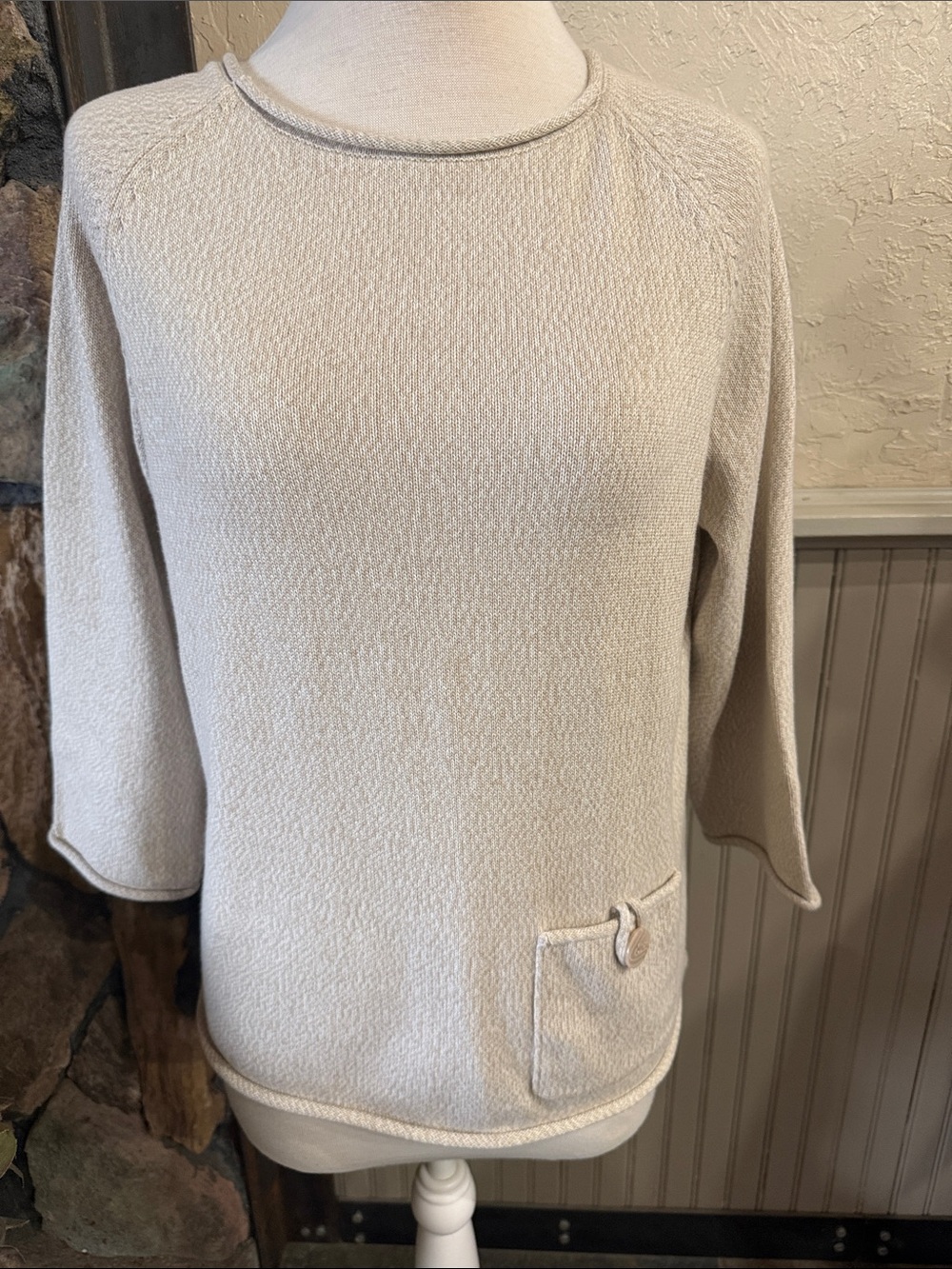 Christopher & Banks Textured Crewneck Sweater - Beige
